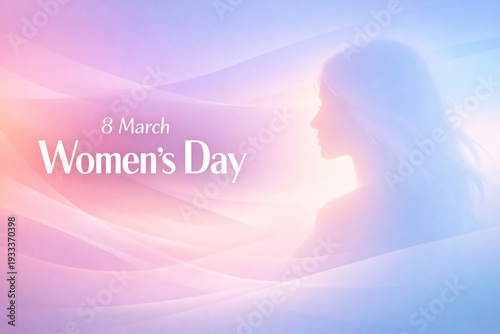 International Womens Day, 8 March, silhouette of woman with colorful gradient backgro