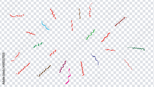 Colorful abstract arrows radiating from a central point in various directions Vector illustration
