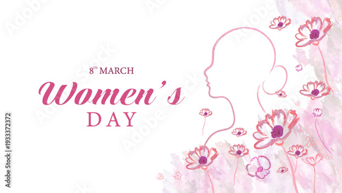 International Womens Day 8 March Watercolor Floral Background