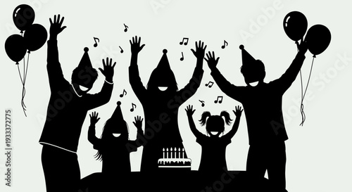 Group of People Celebrating with Balloons.