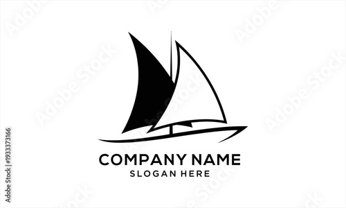 Sleek minimalist sailboat logo design with two sails on a white background.
