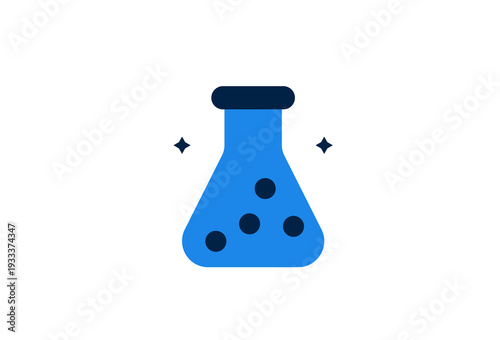 Laboratory flask vector flat icon for science, chemistry and research themes. Modern vector flat illustration of glass beaker for experiment and medical laboratory concepts.