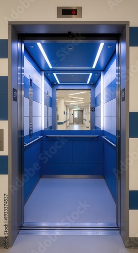 Wallpaper Mural Modern Hospital Elevator Interior Design: Reflecting Cleanliness, Contemporary Aesthetics, and Torontodigital.ca