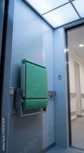 Wallpaper Mural Modern Hospital Elevator Interior Featuring Accessible Seating and Contemporary Design Elements Torontodigital.ca