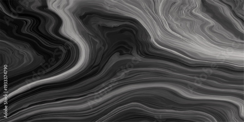 Smooth black and white abstract background with a soft flowing wave pattern of blue liquid silk and satin fabric textures in a motion swirl design