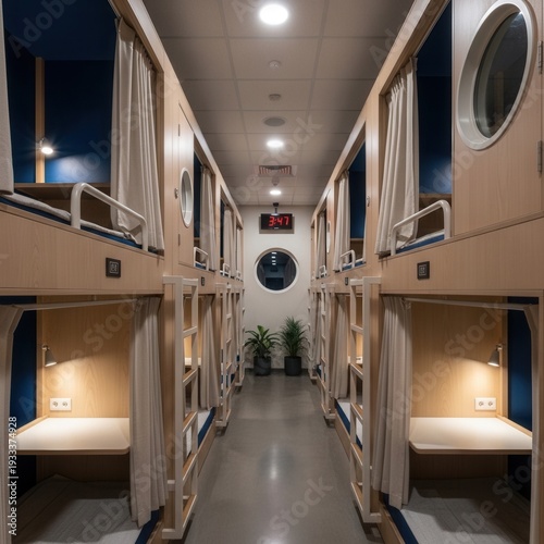 Wallpaper Mural Modern Hostel Dormitory Interior Featuring Sleek Design And Comfortable Sleeping Pods For Travelers Torontodigital.ca