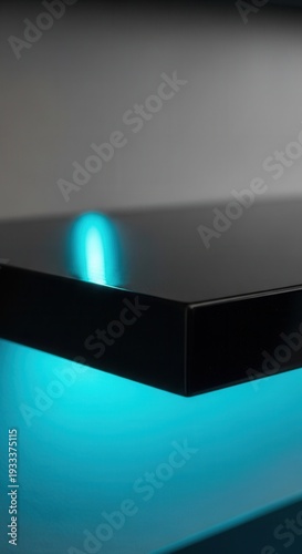 Wallpaper Mural Modern Illuminated Black Surface with Teal Lighting Abstract Composition and Visual Appeal Torontodigital.ca