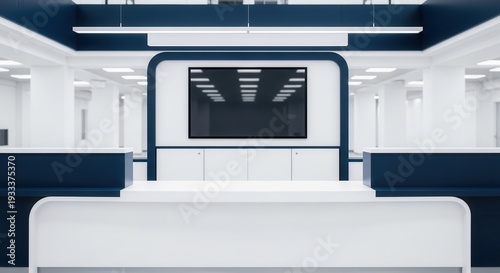 Wallpaper Mural Modern Interior Architecture: A Blue and White Office Design with Minimalist Aesthetics Torontodigital.ca