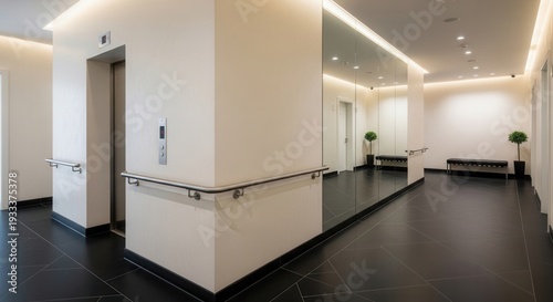 Wallpaper Mural Modern Interior Architecture: A Corridor With An Elevator And Mirrors Torontodigital.ca