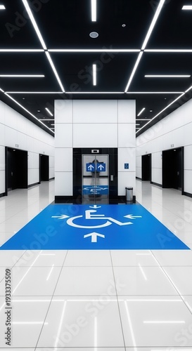Wallpaper Mural Modern Interior Architecture Featuring Accessibility Symbol Near Elevator With Linear Lighting Torontodigital.ca