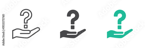 Minimalist Hand with Question Mark Icon for Help and Support.