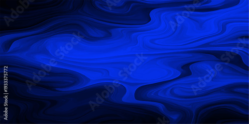 Abstract dark blue silk background featuring soft flowing waves of liquid satin fabric with digital ripples and light blue motion curves for a textured wallpaper design