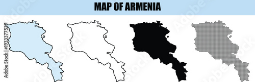 Armenia Map Outlines and Silhouette for Geography and Travel