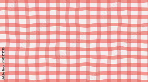 Seamless red and white gingham plaid checkered pattern background perfect for fabric, tablecloth, wallpaper, and textile design