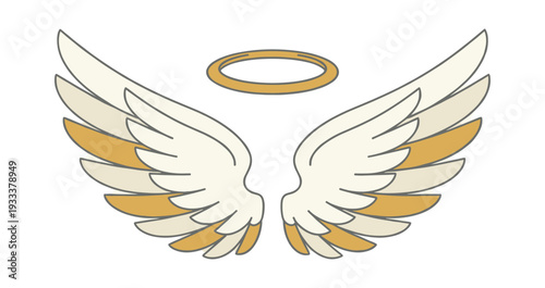 The angelic wings and shimmering halo symbolize divine inspiration, spiritual understanding, and holy safeguarding