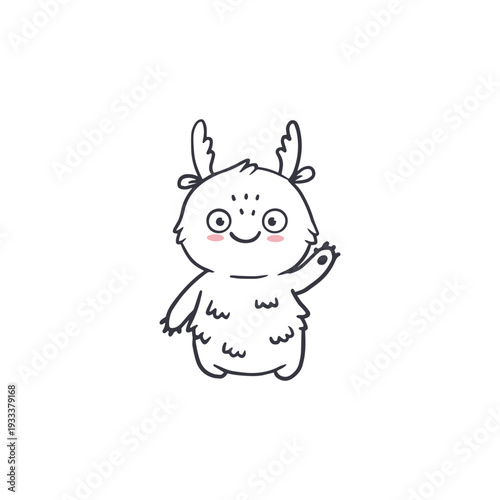 cute cartoon monster isolated on white background for coloring pages, magazines. Alien, Funny character. Sketch, doodle. Vector illustration