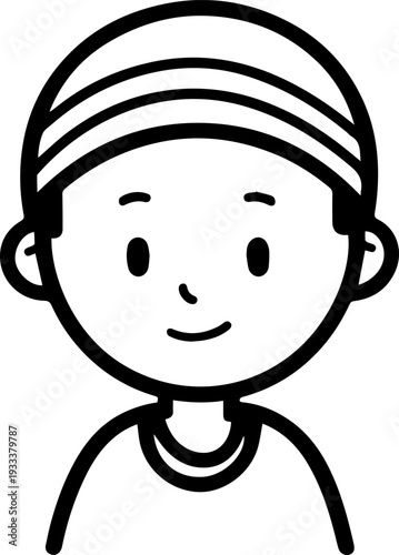 Smiling boy wearing traditional Muslim cap and kurta