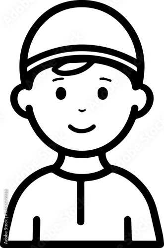 Smiling boy wearing traditional Muslim cap and kurta