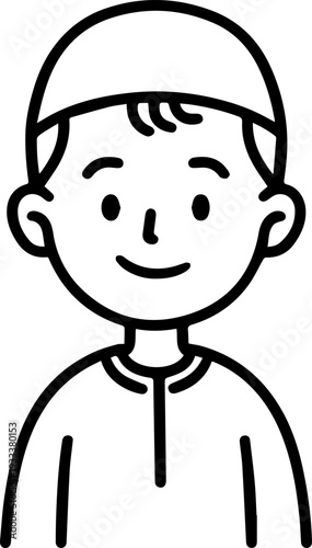 Smiling boy wearing traditional Muslim cap and kurta