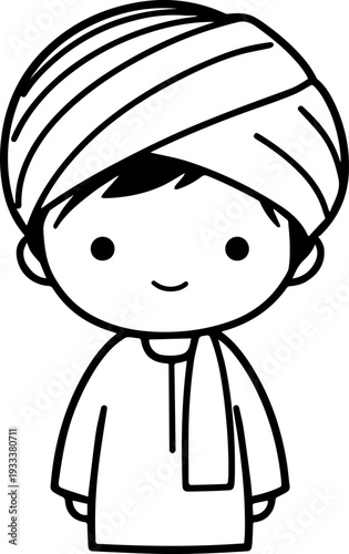 Smiling boy wearing traditional Muslim cap and kurta