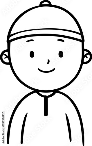 Smiling boy wearing traditional Muslim cap and kurta