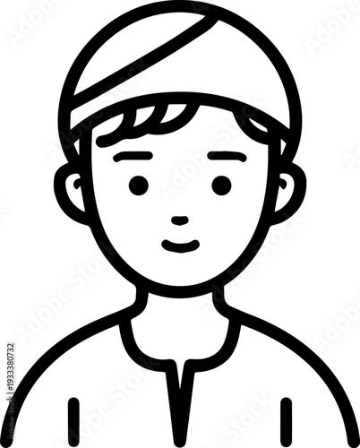 Smiling boy wearing traditional Muslim cap and kurta