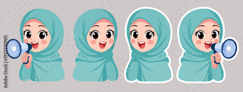 Set of Muslim women characters vector illustration