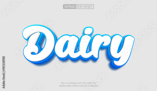 Editable 3d text style effect - Dairy text effect Template