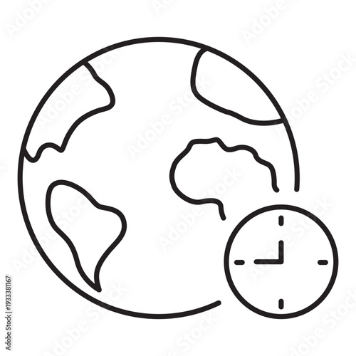 World map with clock time zone flat design vector illustration