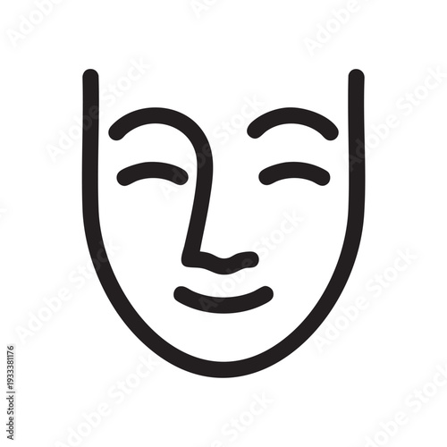 A minimalist illustration of a serene face with closed eyes, conveying peace and tranquility in a simple, iconic representation