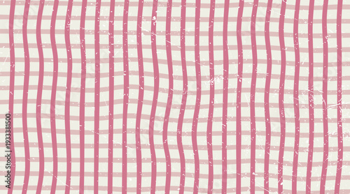 A close-up view of a red grid pattern woven fabric against a plain background Vector illustration