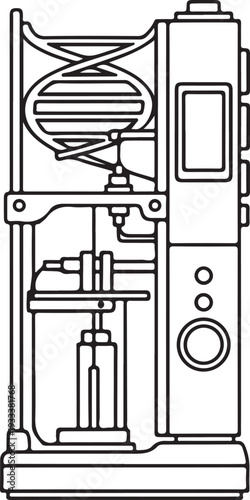 DNA Sequencer Line Icon. Genetic Testing Lab Equipment Vector