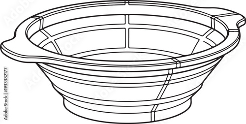 Collapsible Colander Kitchen Utensil Line Art Vector Icon