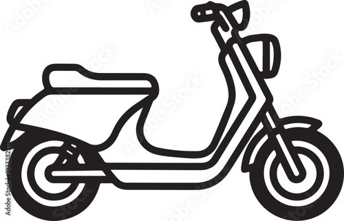 Scooter Icon Vector Illustration. Moped Line Art Graphic Design Element