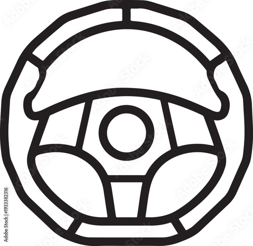 Car Steering Wheel Outline Icon - Automotive Vehicle Control Symbol