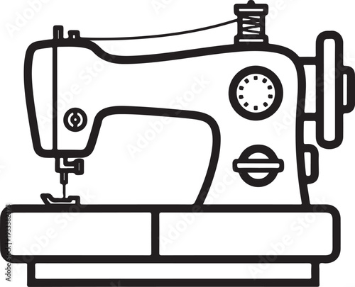 Sewing Machine Line Art Icon. Tailor Craft Vector Illustration.