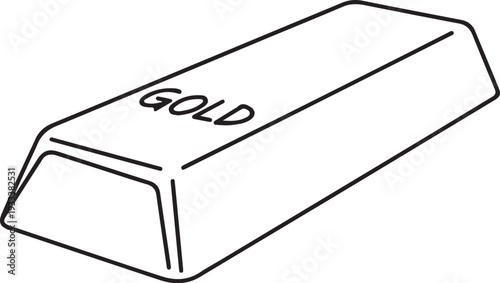 Gold Bar Line Art Icon - Financial Investment and Wealth Symbol