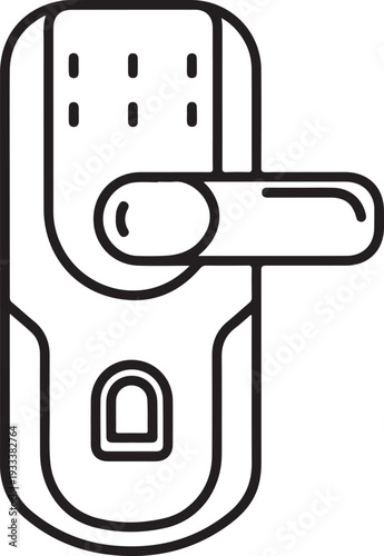 Smart Door Lock Line Icon. Digital Security and Keyless Entry