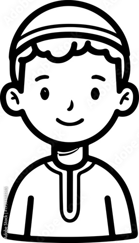 Smiling boy wearing traditional Muslim cap and kurta