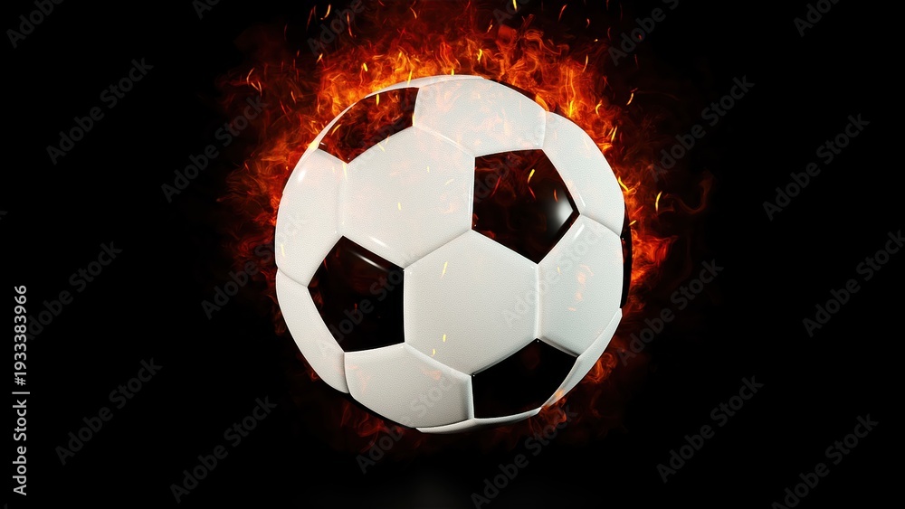 Naklejka premium Soccer ball with fire