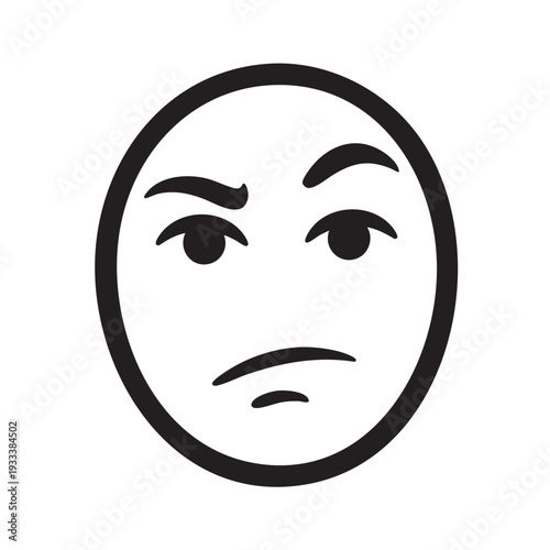 A simple black and white illustration of a frowning face viewed straight on