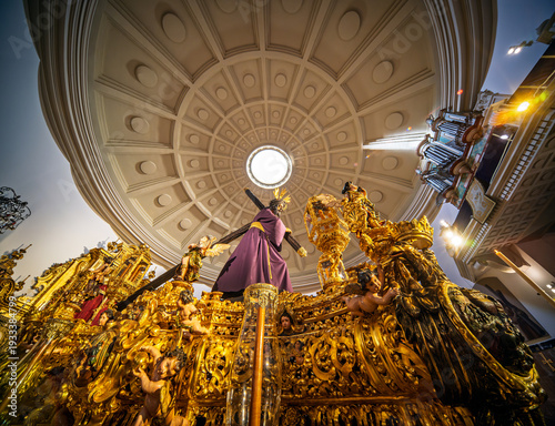El Gran Poder on Ornate Float Under Basilica Dome, Seville Holy Week