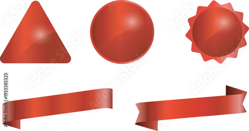 Creative geometric shapes and decorative ribbons in a vibrant reddish hue Vector illustration