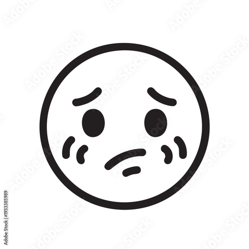 A circular emoticon displaying a sad expression with frowning eyebrows and a downturned mouth, simple illustration