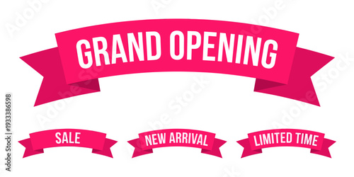 Text on marketing banners for a grand opening, new product debut, or exclusive promotional offer