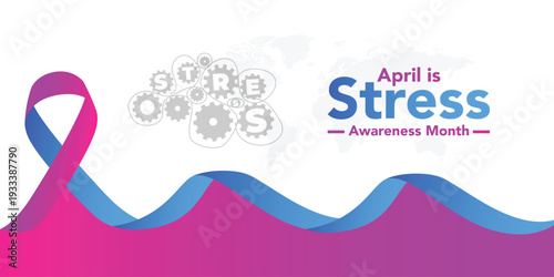 Stress Awareness Month background for banner design template celebrate in april. with turning gear symbols to represent efficient time and stress management.