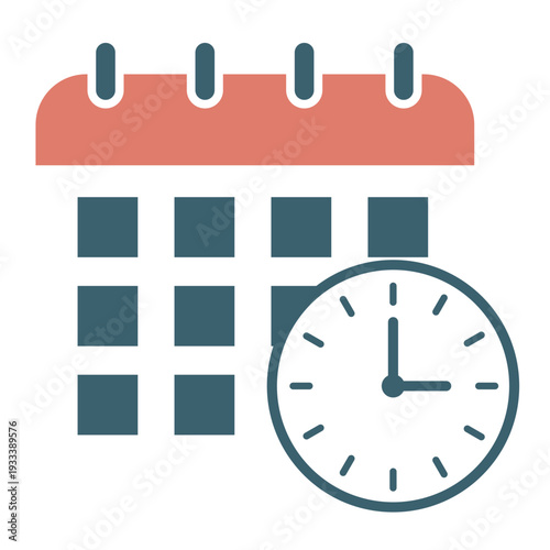 Modern office desk organization with clock and documents vector illustration flat design