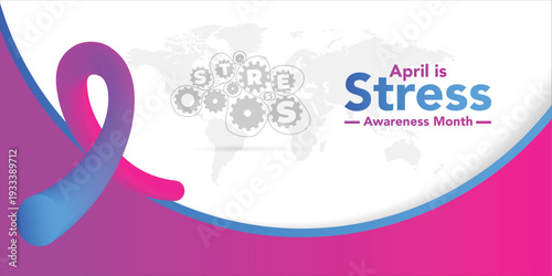 Stress Awareness Month background for banner design template celebrate in april. with turning gear symbols to represent efficient time and stress management.