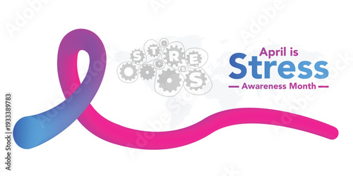 Stress Awareness Month background for banner design template celebrate in april. with turning gear symbols to represent efficient time and stress management.