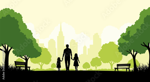 Family Walking Together in the Park.